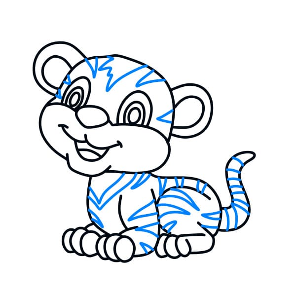 Hướng dẫn vẽ chú hổ đơn giản - Bước 7