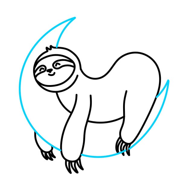 Hướng dẫn vẽ chú lười đang ngủ trên mặt trăng - Bước 6