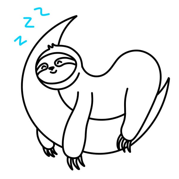 Hướng dẫn vẽ chú lười đang ngủ trên mặt trăng - Bước 7