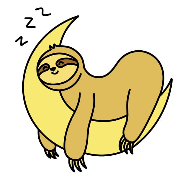 Hướng dẫn vẽ chú lười đang ngủ trên mặt trăng