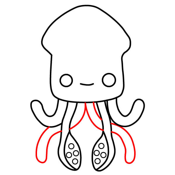 Hướng dẫn cách vẽ một Con Mực hoạt hình - Thêm Xúc tu