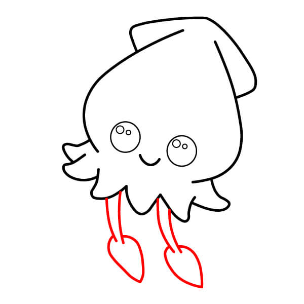 Cách vẽ một chú mực xanh dễ thương một cách đơn giản - Thêm các xúc tu dài