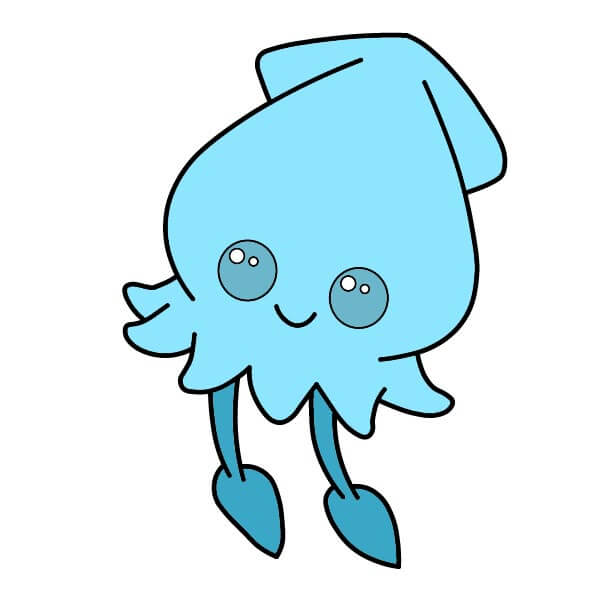 Cách vẽ một chú mực xanh dễ thương một cách đơn giản