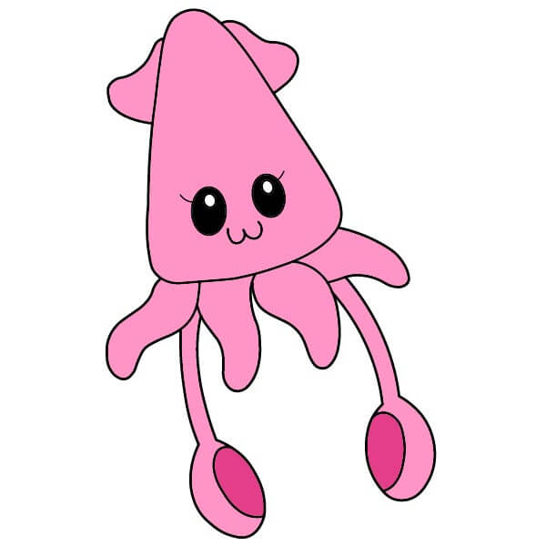 Hướng dẫn vẽ một chú mực hồng dễ thương từng bước một