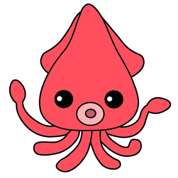 Hướng dẫn vẽ một con mực đỏ đơn giản