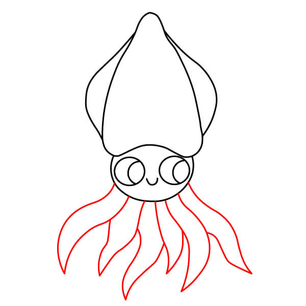 Hướng dẫn cách vẽ một chú mực màu xanh nhạt đáng yêu - Thêm xúc tu