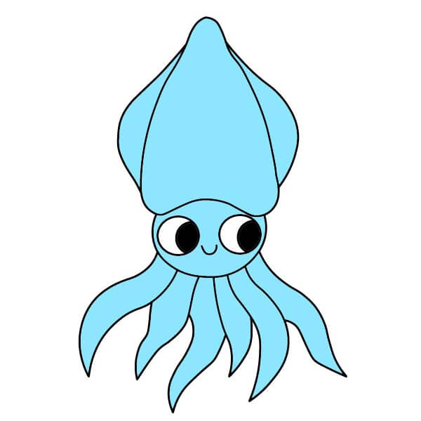 Hướng dẫn cách vẽ một chú mực màu xanh nhạt đáng yêu