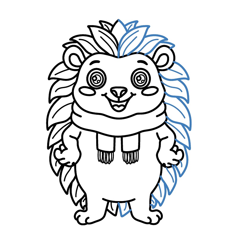 Cách vẽ con nhím hoạt hình đáng yêu. - Bước 9