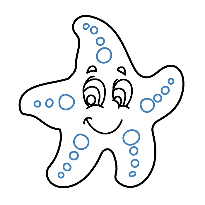 Hướng dẫn vẽ con sao biển hoạt hình vui vẻ. - Bước 5