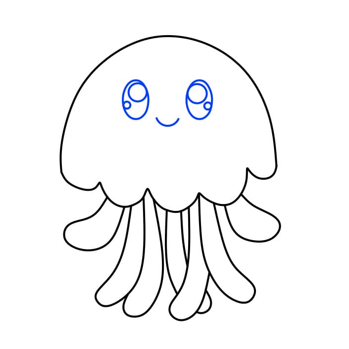 Hướng dẫn cách vẽ con sứa đơn giản và đẹp cho bé - Bước 3