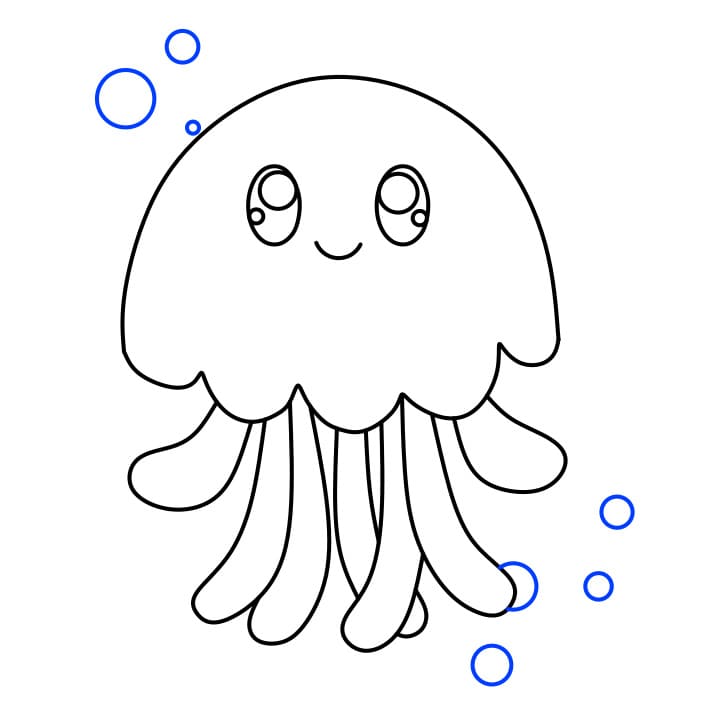 Hướng dẫn cách vẽ con sứa đơn giản và đẹp cho bé - Bước 4