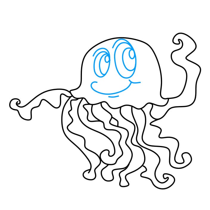 Hướng dẫn cách vẽ con sứa vui vẻ và nghịch ngợm - Bước 3