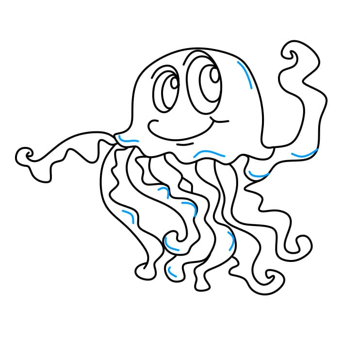 Hướng dẫn cách vẽ con sứa vui vẻ và nghịch ngợm - Bước 4