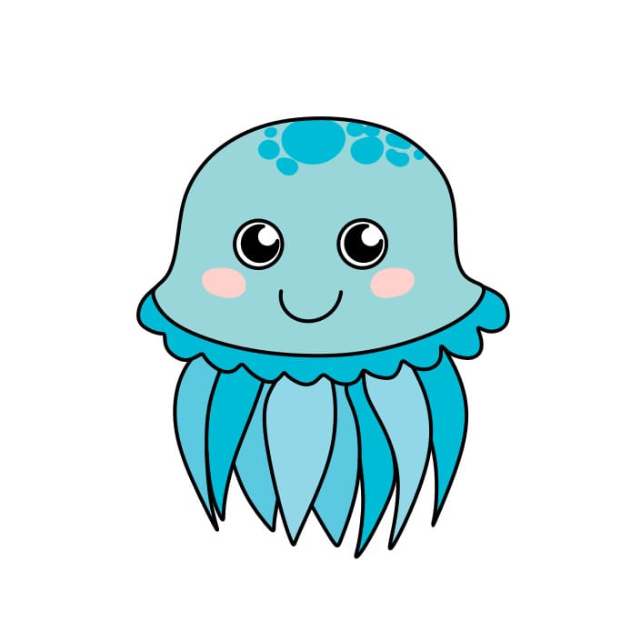 Hướng dẫn cách vẽ con sứa đơn giản và dễ thương - Bước 4