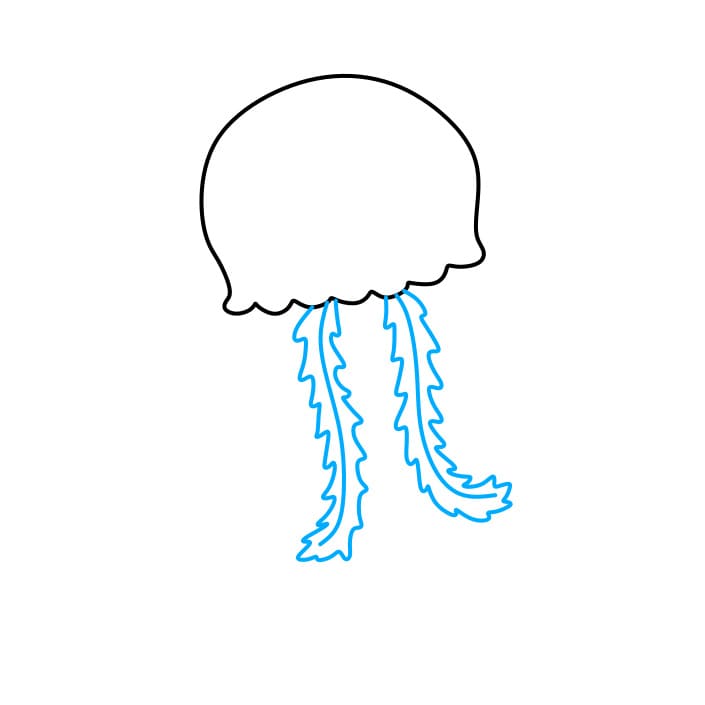 Hướng dẫn cách vẽ con sứa màu đỏ đơn giản cho bé - Bước 2