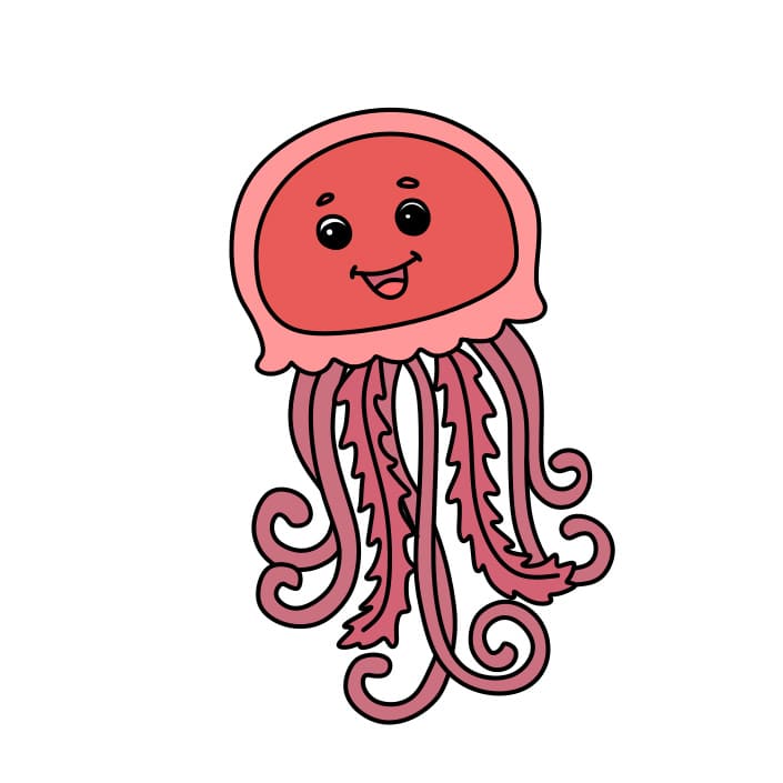 Hướng dẫn cách vẽ con sứa màu đỏ đơn giản cho bé