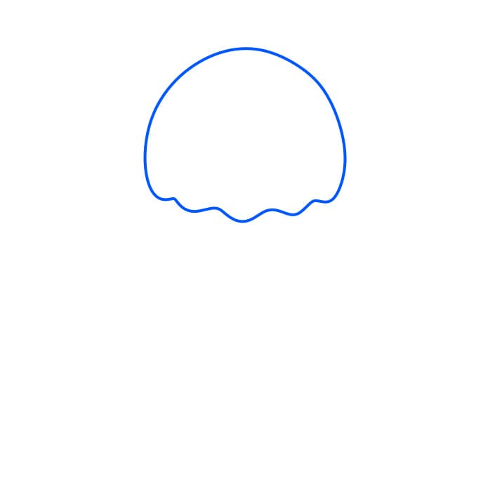 Hướng dẫn cách vẽ con sứa đơn giản và đẹp cho bé - Bước 1