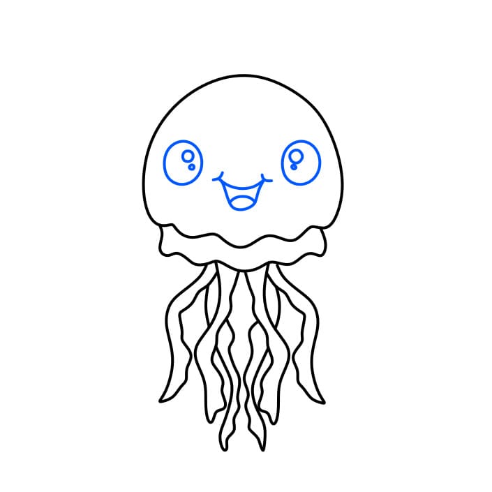 Hướng dẫn cách vẽ con sứa đơn giản và đẹp cho bé - Bước 3