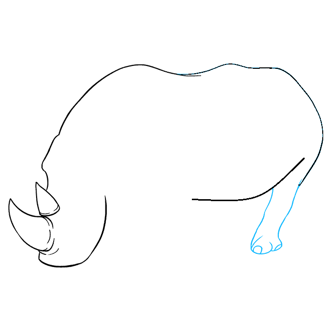 Hướng dẫn cách vẽ con tê giác to béo đơn giản và thật đẹp cho bé - Bước 4