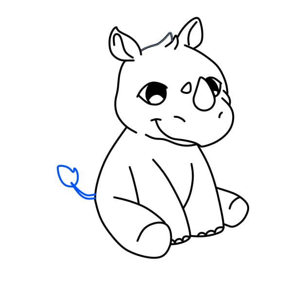 Hướng dẫn vẽ chú tê giác dễ thương - Bước 8