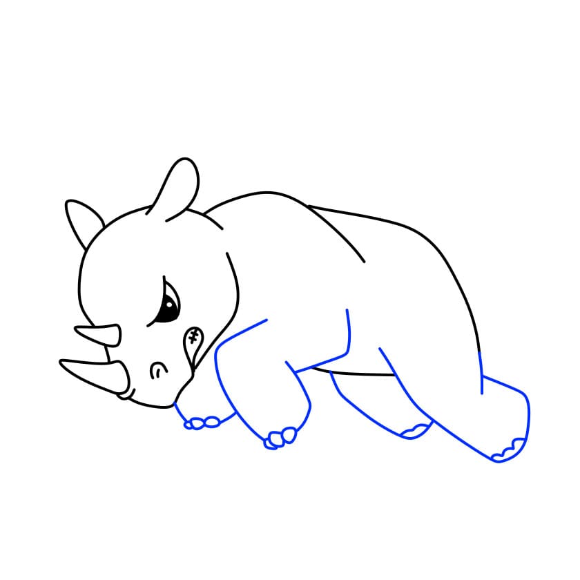 Hướng dẫn vẽ con tê giác đang tực giận - Bước 7