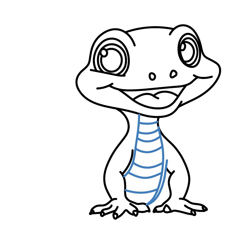 Hướng dẫn vẽ con thằn lằn hoạt hình dễ thương. - Bước 6