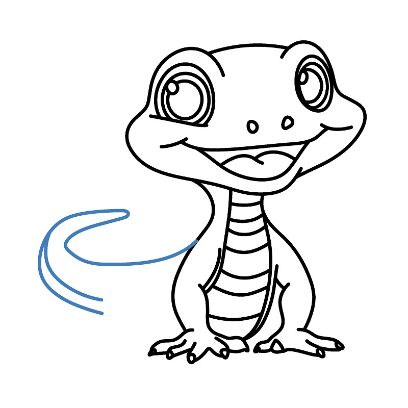 Hướng dẫn vẽ con thằn lằn hoạt hình dễ thương. - Bước 7