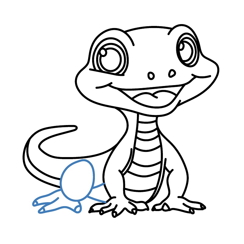 Hướng dẫn vẽ con thằn lằn hoạt hình dễ thương. - Bước 8