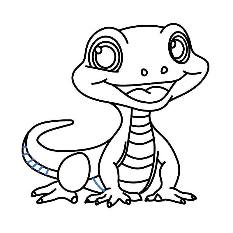 Hướng dẫn vẽ con thằn lằn hoạt hình dễ thương. - Bước 9