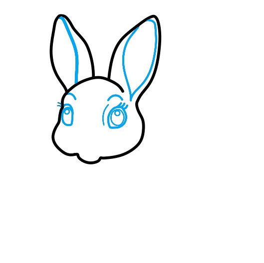 Hướng dẫn vẽ chú thỏ tai hồng - Bước 3