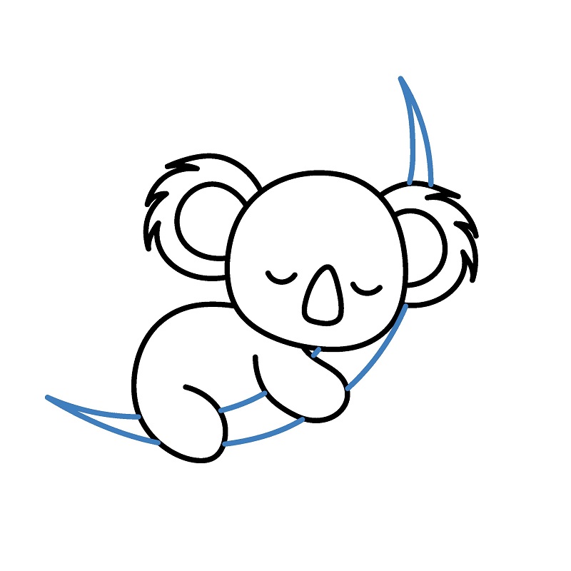 Hướng dẫn vẽ gấu Koala đang nằm ngủ. - Bước 6