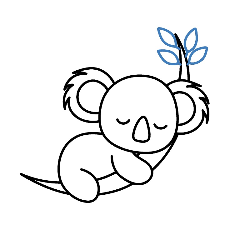 Hướng dẫn vẽ gấu Koala đang nằm ngủ. - Bước 7
