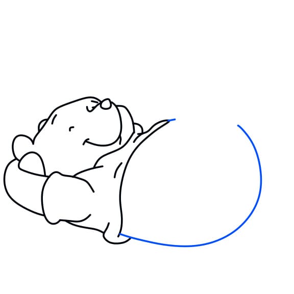 Hướng dẫn vẽ chú gấu pooh đang nằm thư giãn - Bước 7