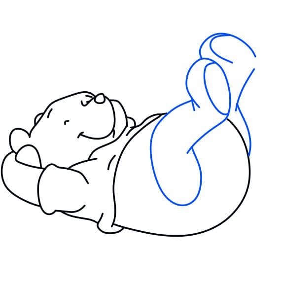 Hướng dẫn vẽ chú gấu pooh đang nằm thư giãn - Bước 8