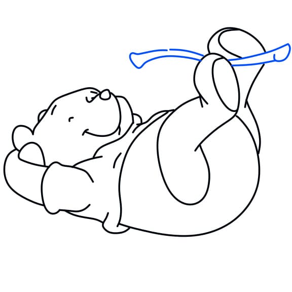 Hướng dẫn vẽ chú gấu pooh đang nằm thư giãn - Bước 9