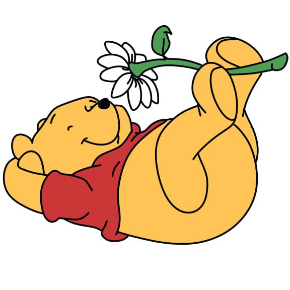 Hướng dẫn vẽ chú gấu pooh đang nằm thư giãn