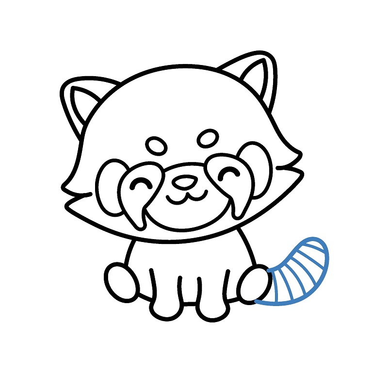 Hướng dẫn vẽ con gấu trúc đỏ chibi. - Bước 8