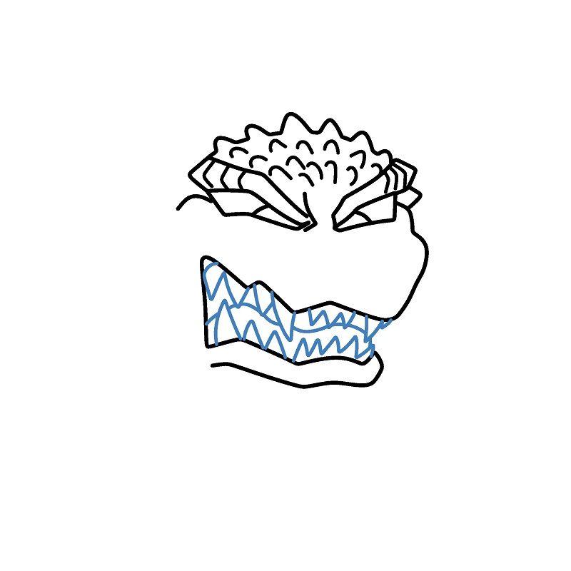 Hướng dẫn vẽ phần đầu của Godzilla. - Bước 5