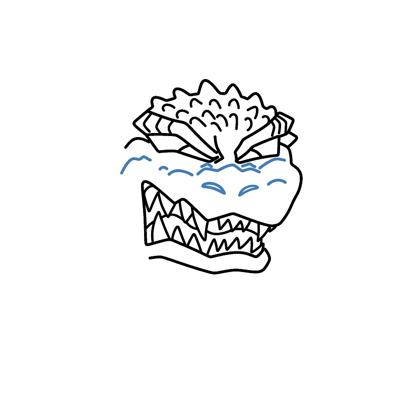Hướng dẫn vẽ phần đầu của Godzilla. - Bước 6