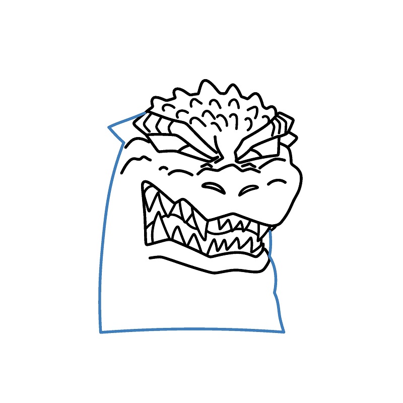 Hướng dẫn vẽ phần đầu của Godzilla. - Bước 7