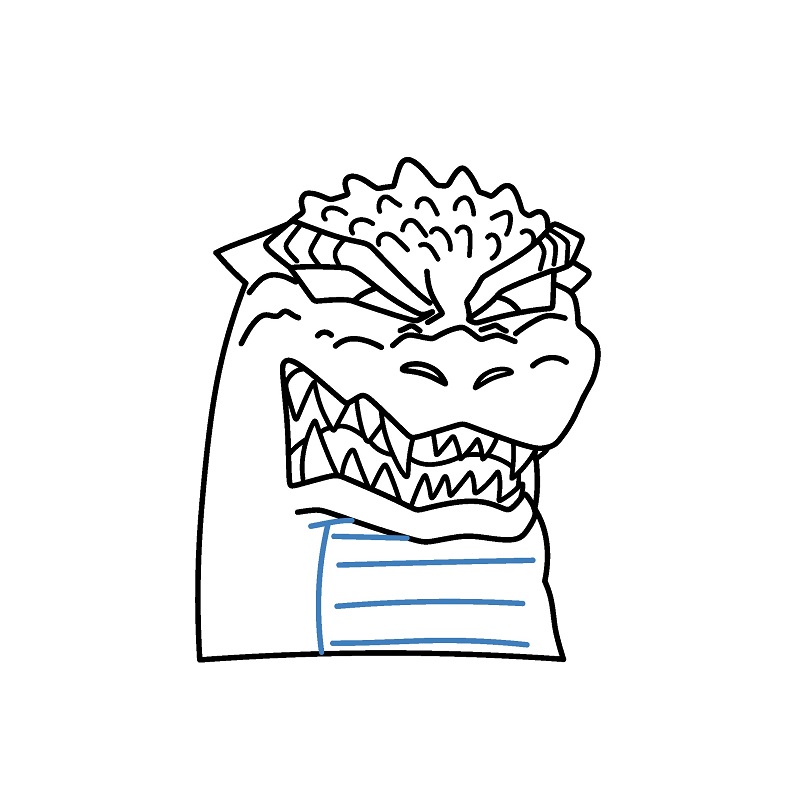 Hướng dẫn vẽ phần đầu của Godzilla. - Bước 8