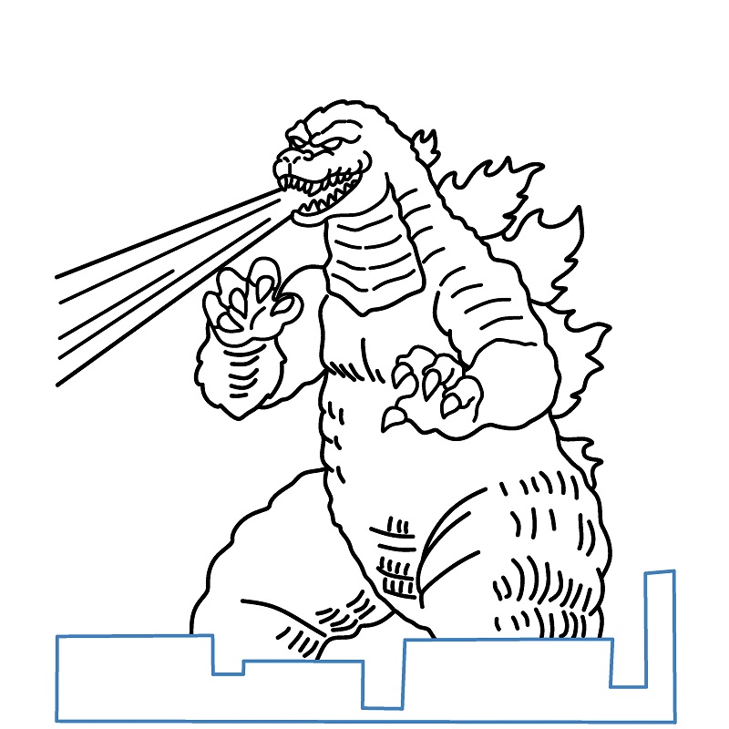 Hướng dẫn vẽ Godzilla đang chiến đấu. - Bước 10