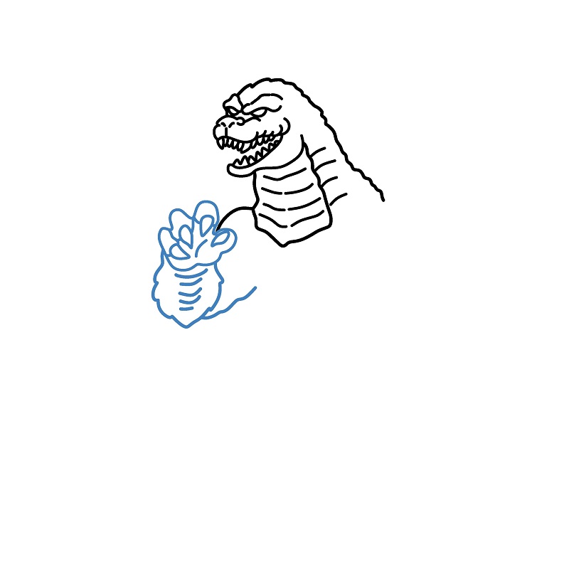 Hướng dẫn vẽ Godzilla đang chiến đấu. - Bước 3