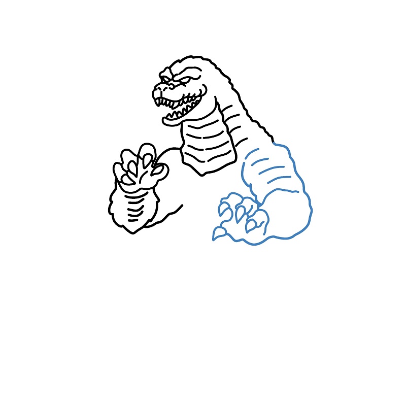 Hướng dẫn vẽ Godzilla đang chiến đấu. - Bước 4