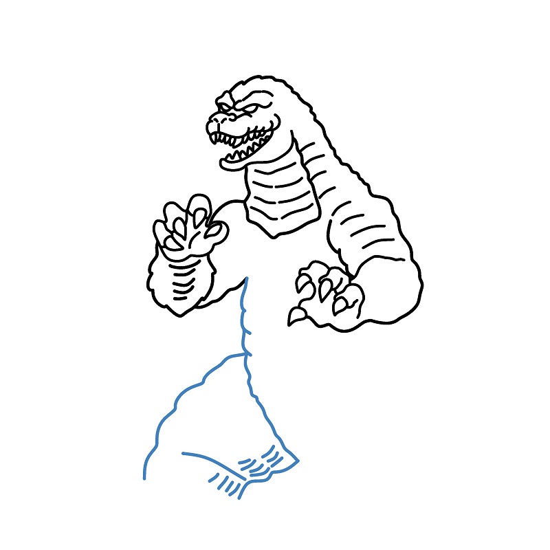 Hướng dẫn vẽ Godzilla đang chiến đấu. - Bước 5