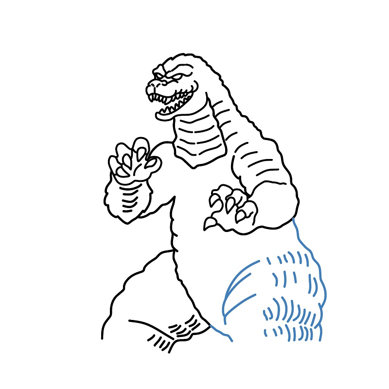 Hướng dẫn vẽ Godzilla đang chiến đấu. - Bước 6