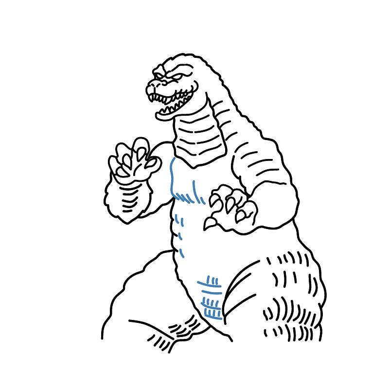 Hướng dẫn vẽ Godzilla đang chiến đấu. - Bước 7