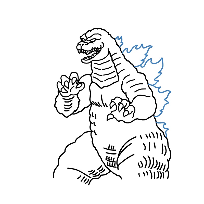 Hướng dẫn vẽ Godzilla đang chiến đấu. - Bước 8