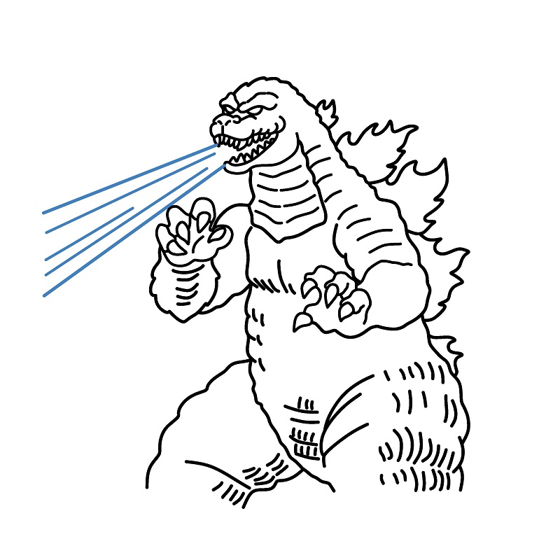 Hướng dẫn vẽ Godzilla đang chiến đấu. - Bước 9