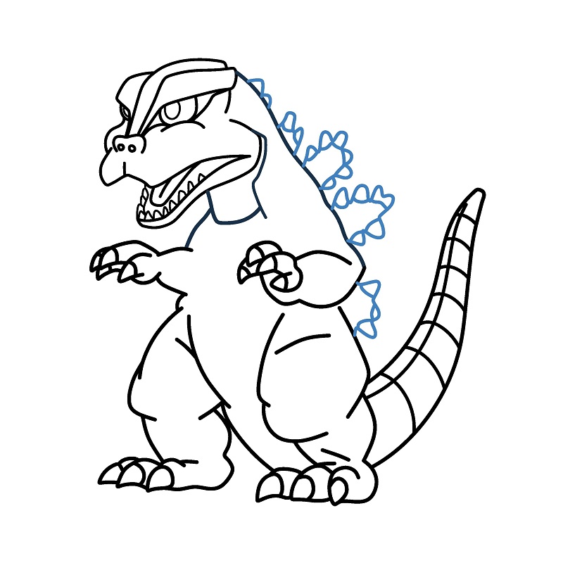 Hướng dẫn vẽ Godzilla hoạt hình đáng yêu. - Bước 10